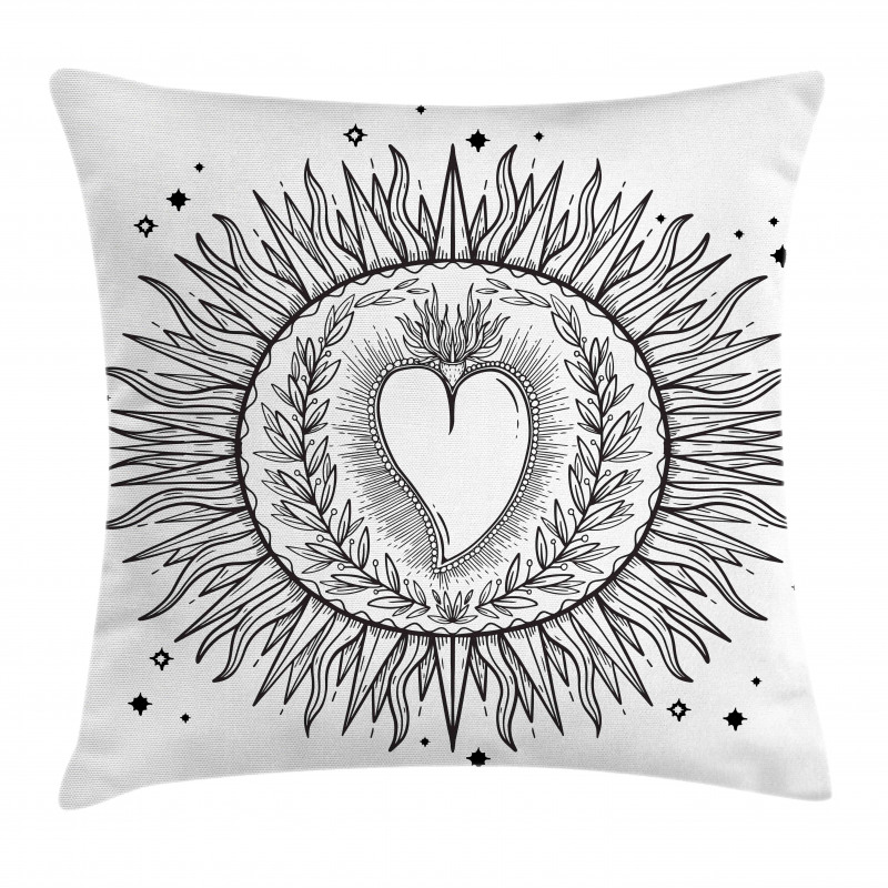 Sun with Heart Art Pillow Cover