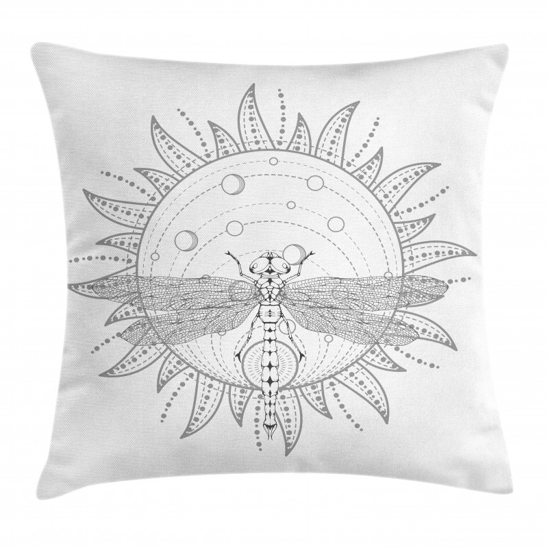 Neutral Sun and Dragonfly Pillow Cover