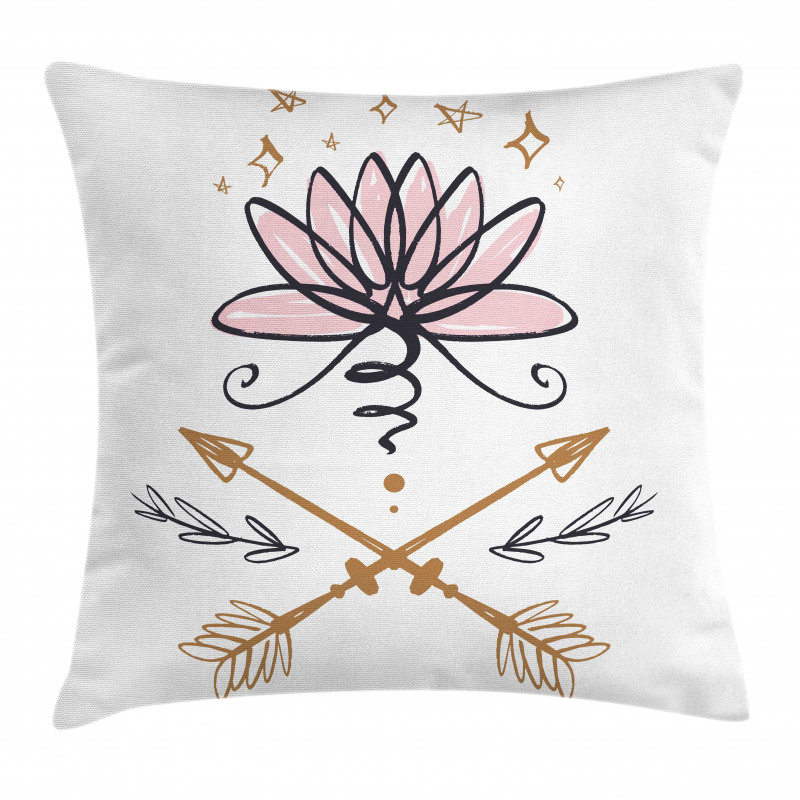 Lotus and Arrows Sketch Pillow Cover