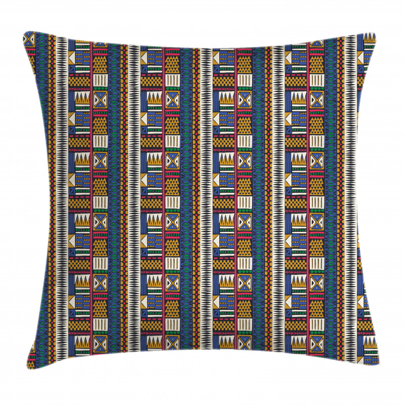 Tribal Motifs Vibrant Colors Pillow Cover