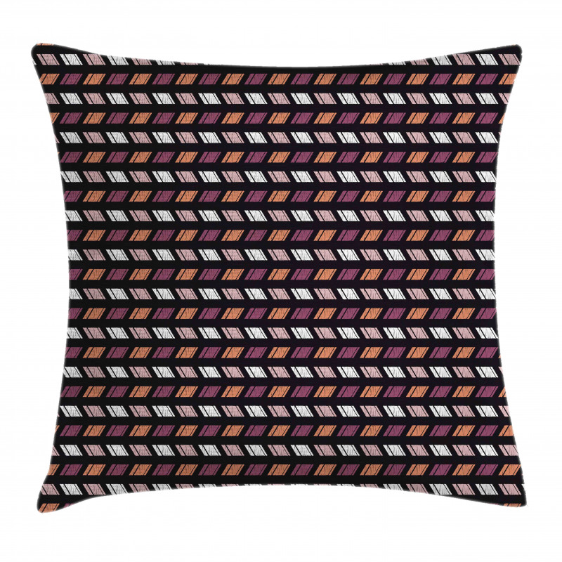 Colorful Hatched Squares Art Pillow Cover