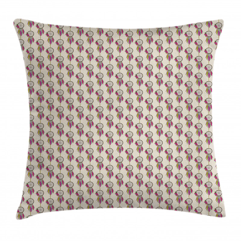 Floral Feathered Dreamcatcher Pillow Cover