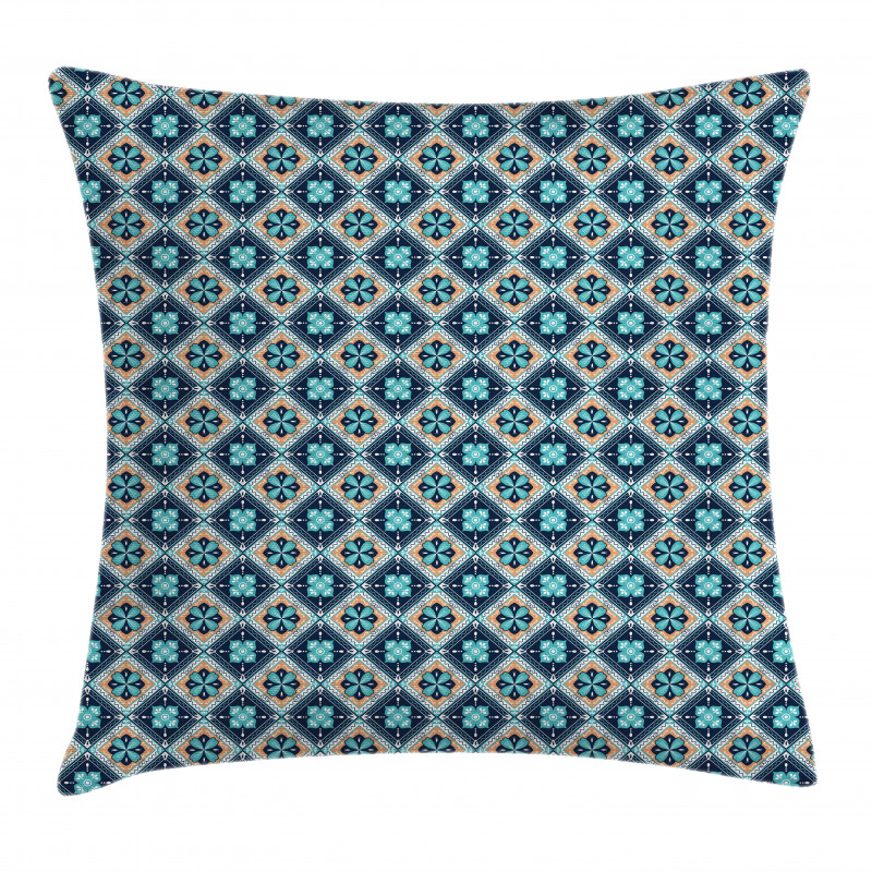 Flower Motif Squares Pillow Cover