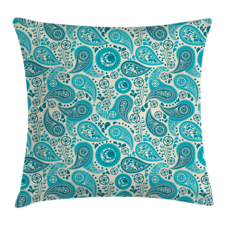 Paisley Blue Flowers Pillow Cover