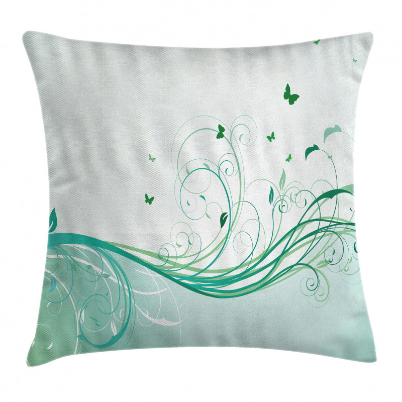 Curvy Lines Wave Flowers Pillow Cover