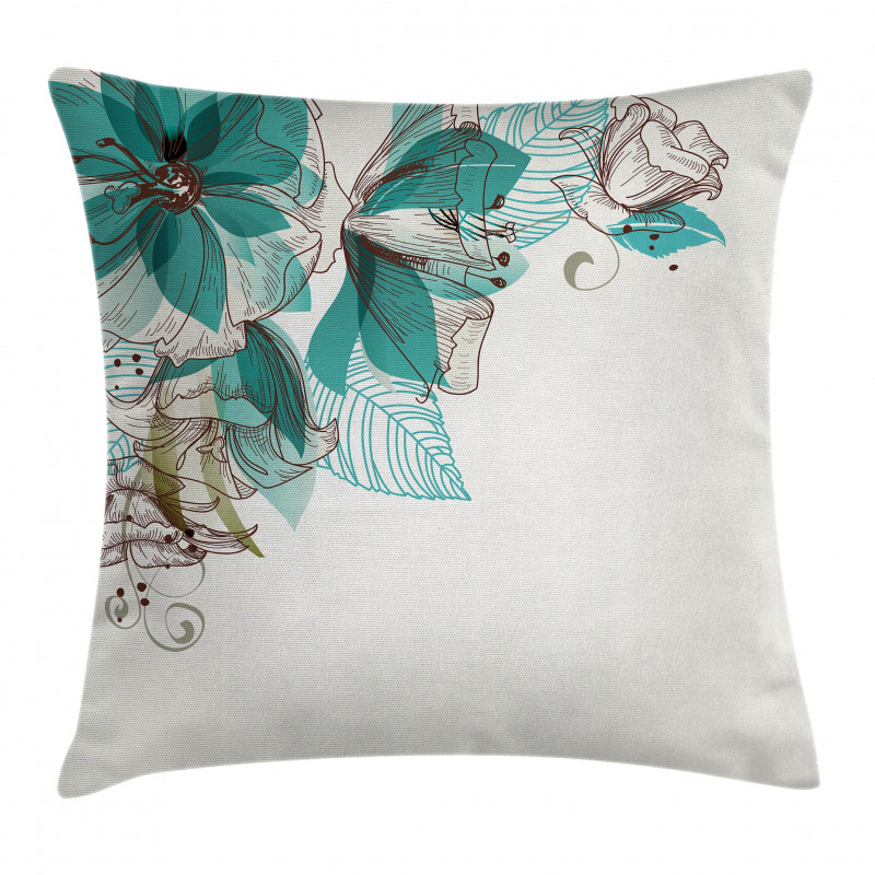 Flowers Buds Leaf Pillow Cover