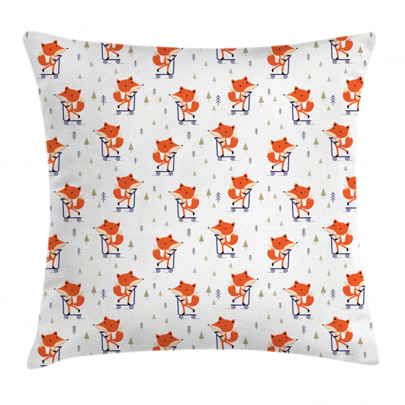 Animal with Scooter Tiny Trees Pillow Cover