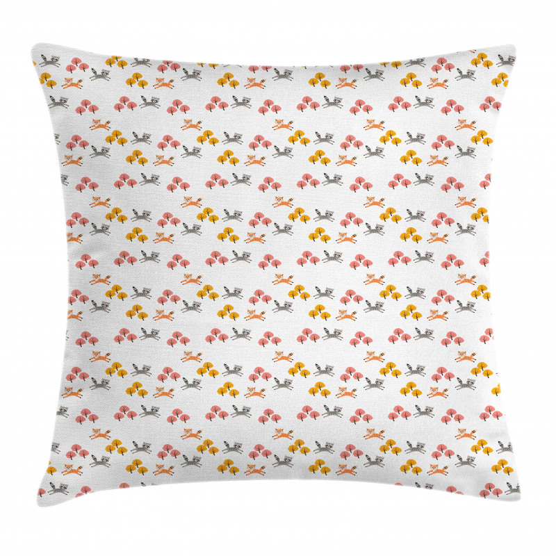 Little Raccoons and Foxes Pillow Cover