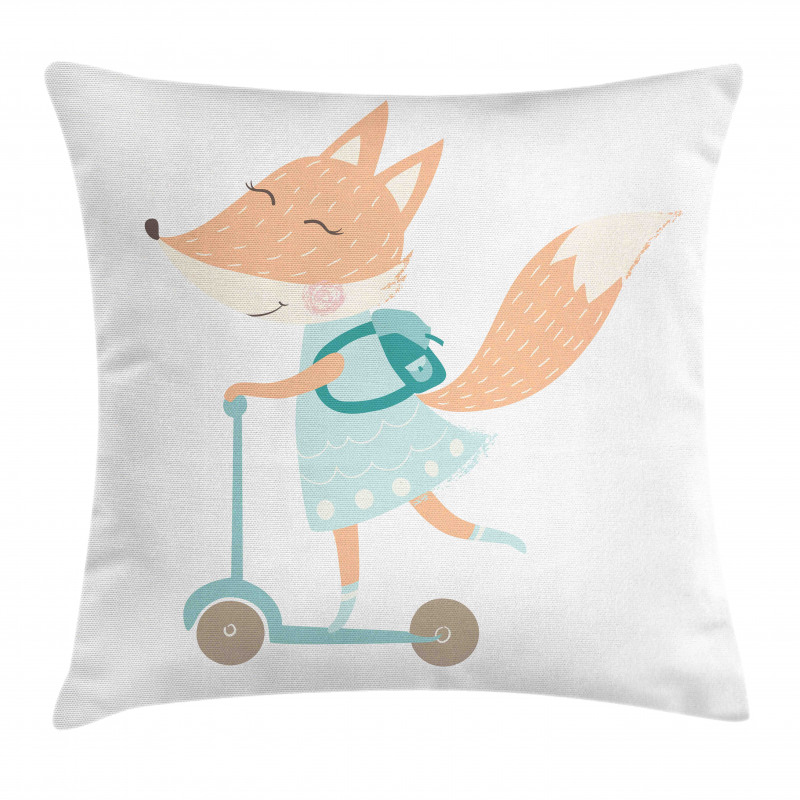 Happy Animal and Bag on Scooter Pillow Cover