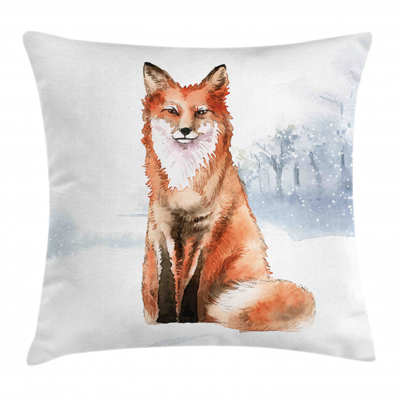 Fine Art Winter Animal Painting Pillow Cover