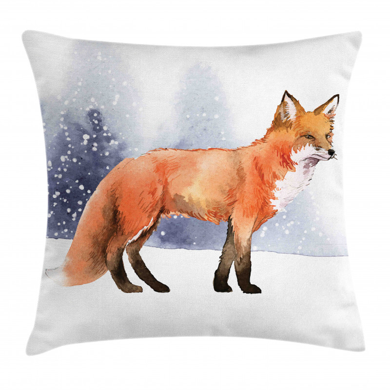 Side View Painting Snow Animal Pillow Cover