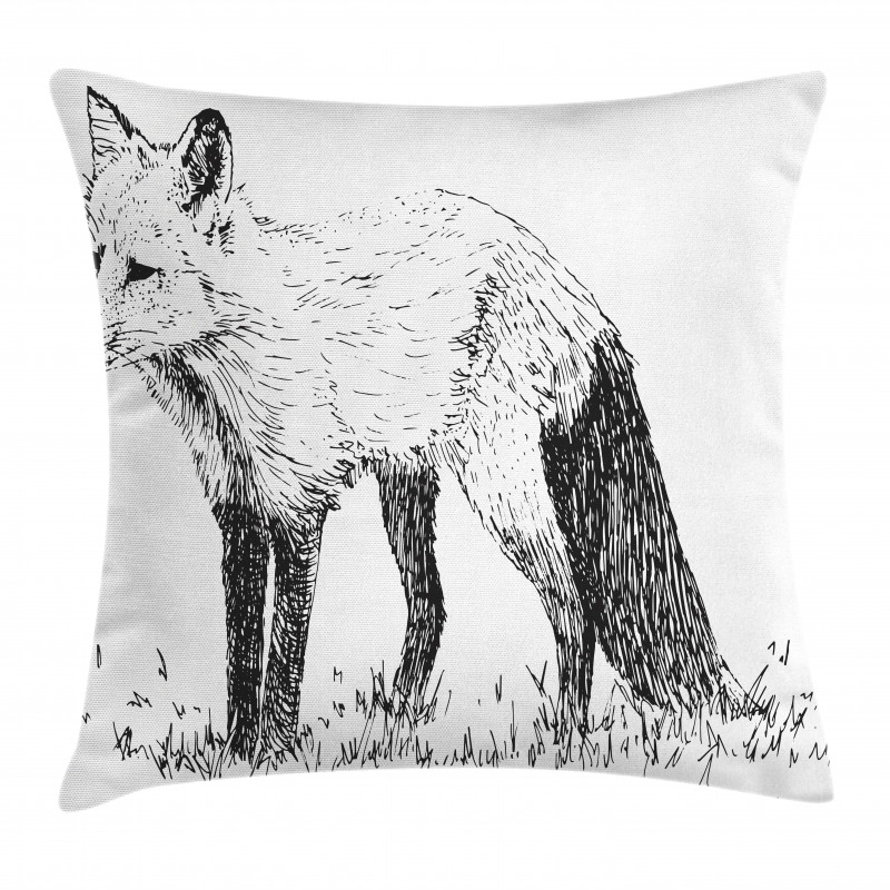 Sketchy Drawing on Animal Grass Pillow Cover