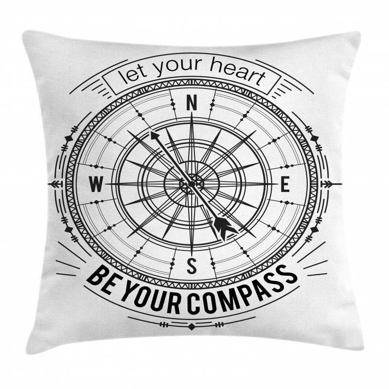 Monochrome Compass Pillow Cover