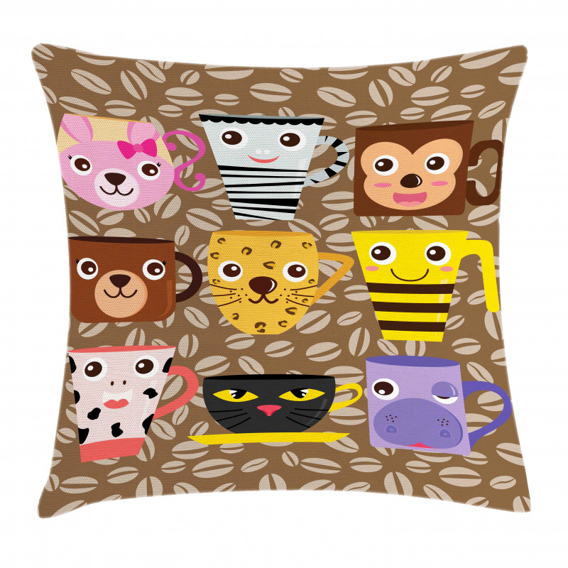 Animal Mugs Print Pillow Cover