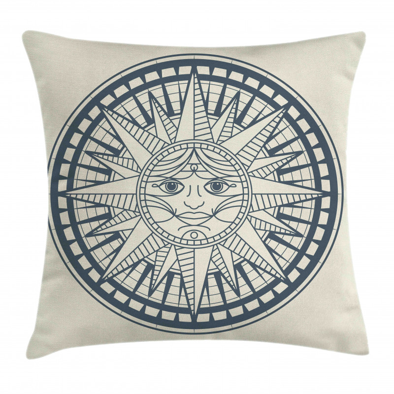 Retro Sun Compass Pillow Cover