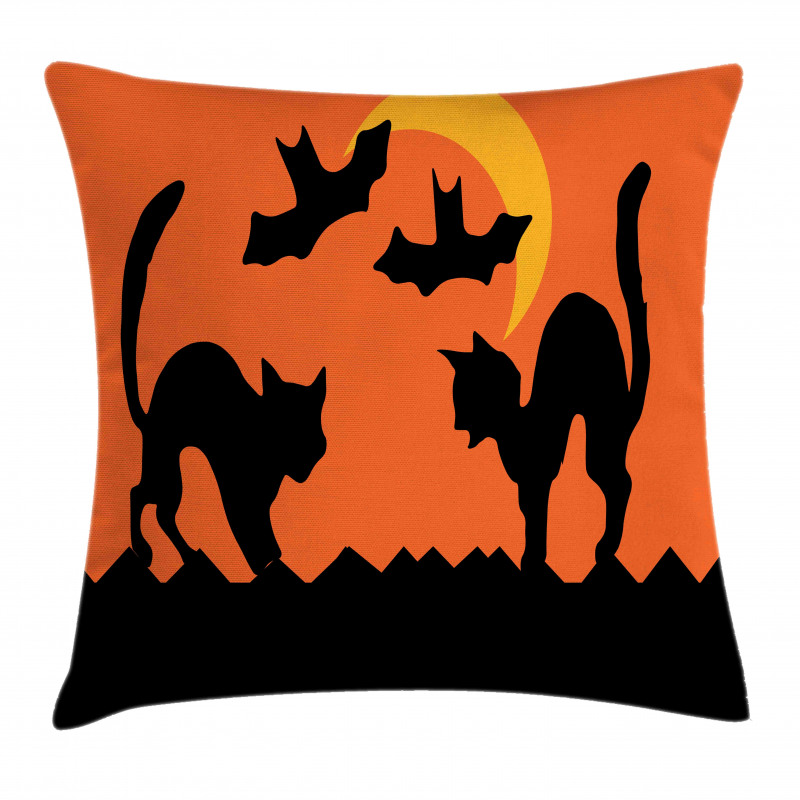 Crescent Cats and Bats Pillow Cover