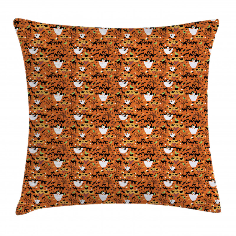 Ghost Cats Bats Spiders Pillow Cover