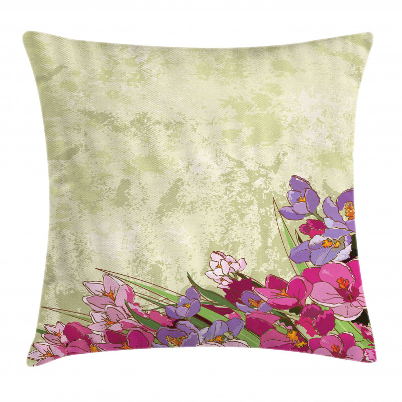 Flora Grunge Theme Pillow Cover