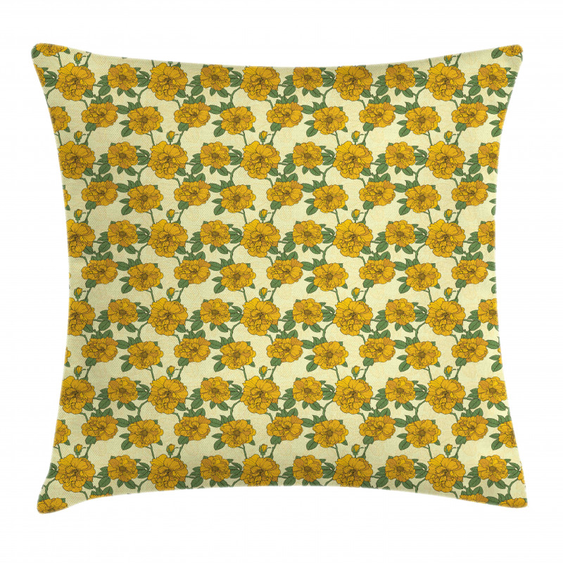 Graphical Flowers Pillow Cover