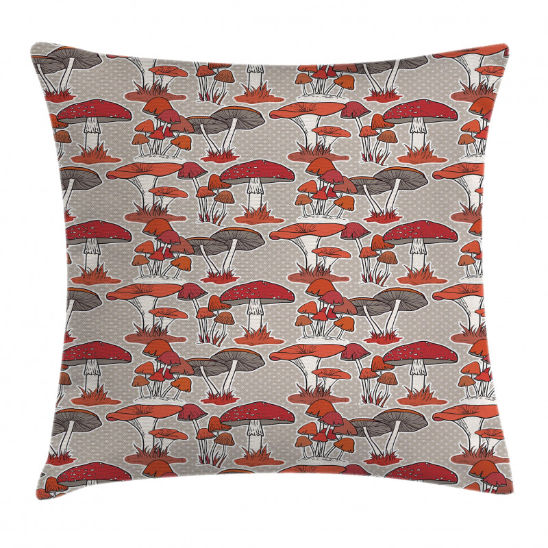 Jungle Fall Mushrooms Pillow Cover