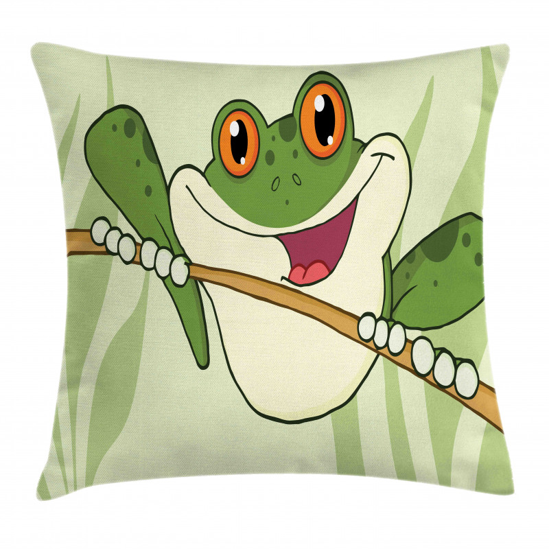 Happy Amphibian in Jungle Pillow Cover