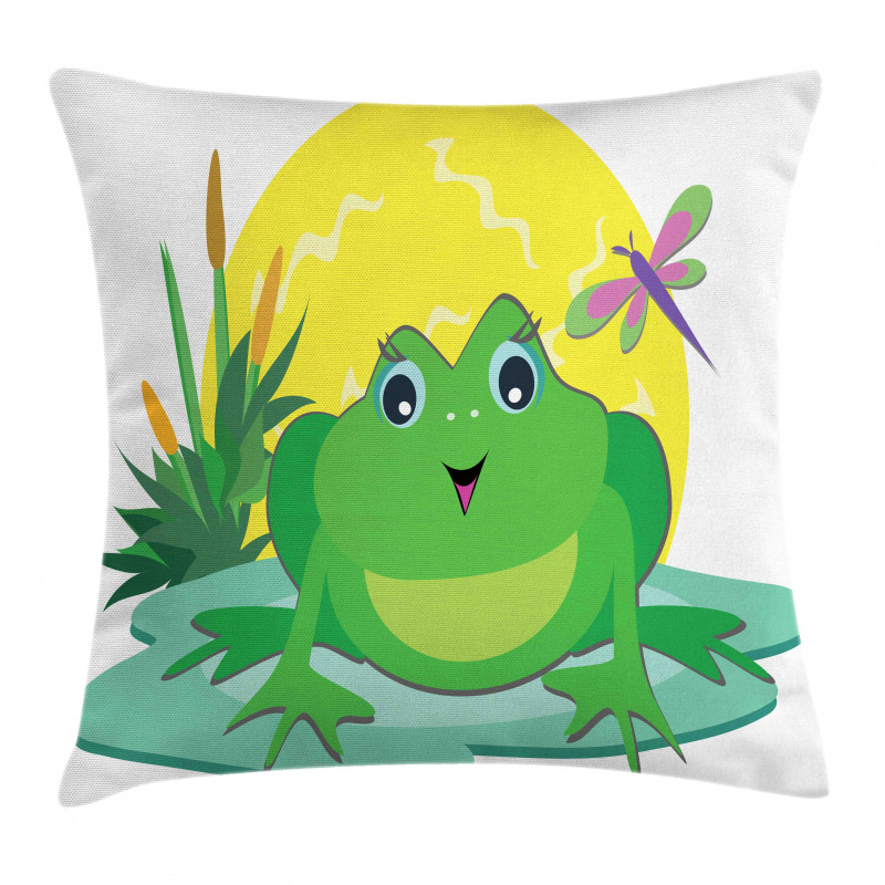 Animal on Leaf Cartoon Sun Pillow Cover