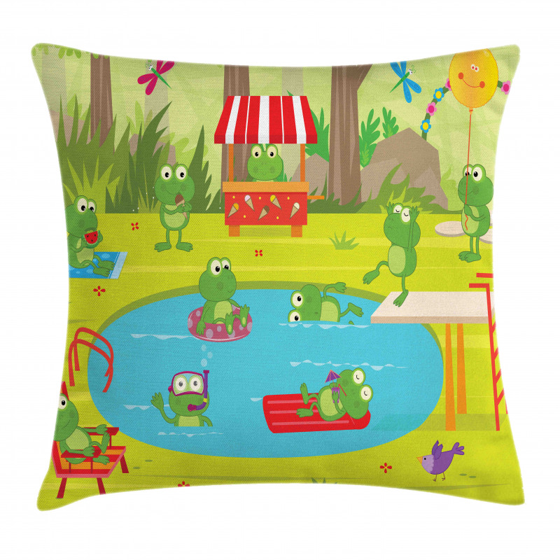 Animal Pool Party Fun Forest Pillow Cover