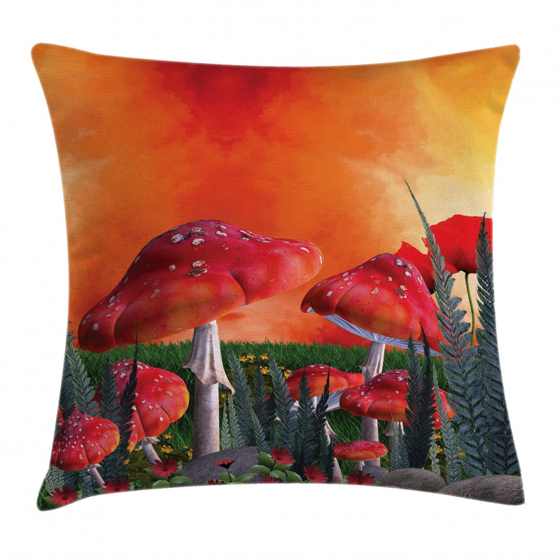 Clouds Leaves Poppies Pillow Cover