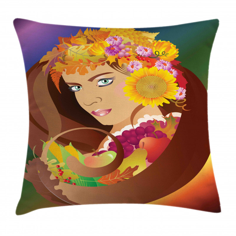 Floral Leafy and Fruits Hair Pillow Cover