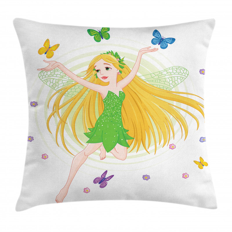 Spring Fairy Butterflies Pillow Cover