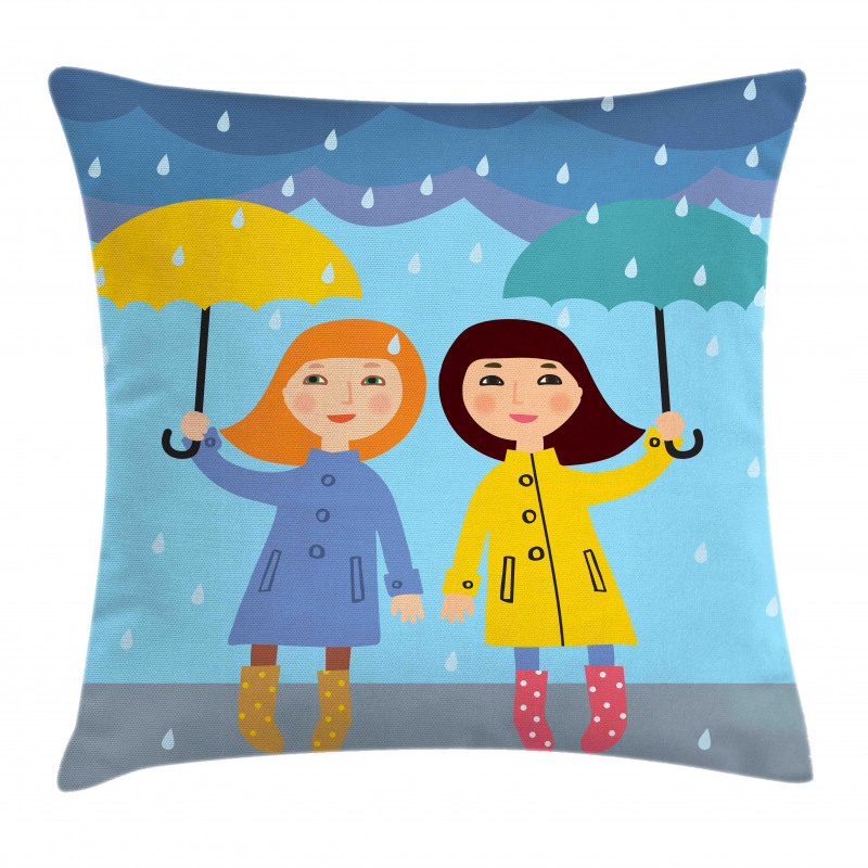 Girls Under the Rain Pillow Cover