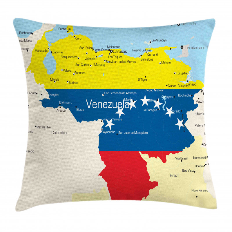 Colorful Detailed Map Pillow Cover