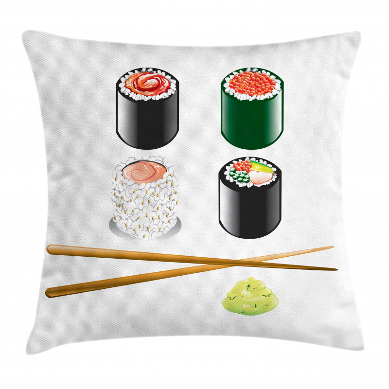 Japan Sushi and Chopsticks Pillow Cover