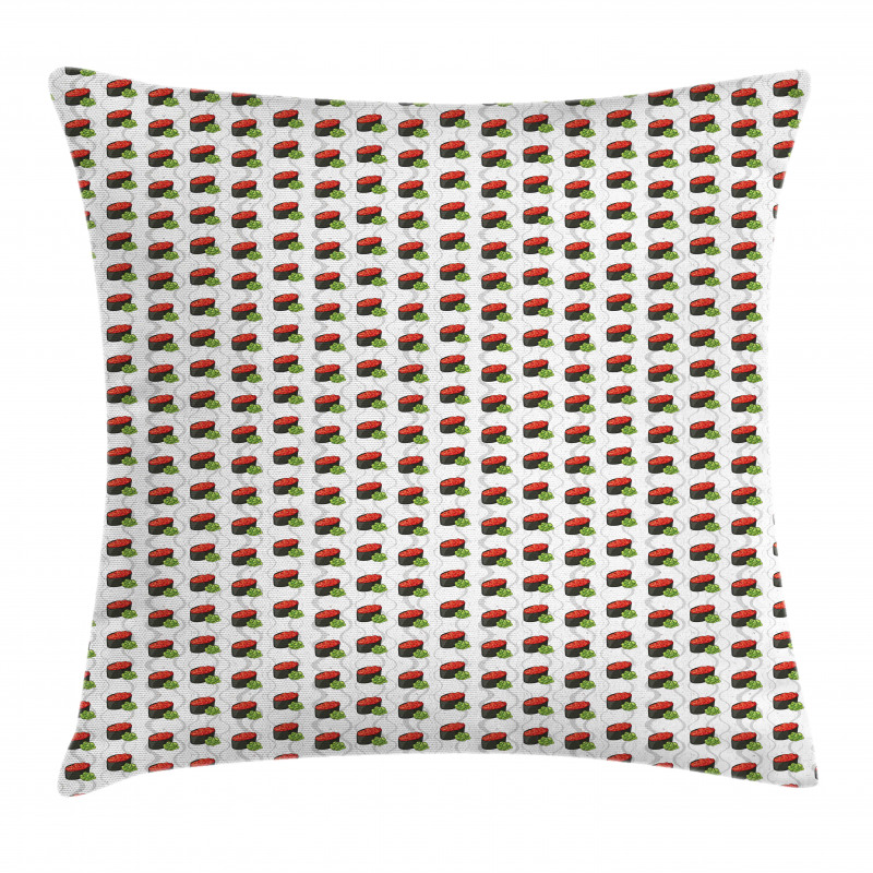 Gunkan Tobiko Sushi on Waves Pillow Cover