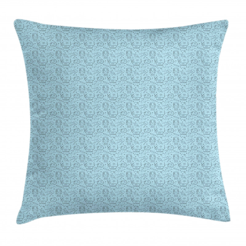 Doodle Style Space Object Pillow Cover