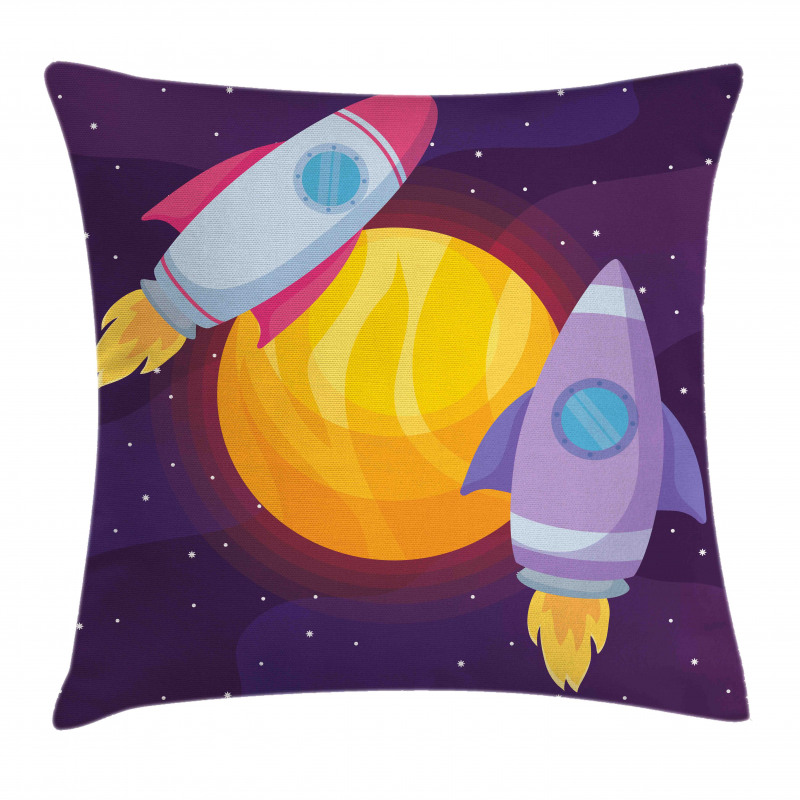 Rocket Spaceship Galactic Pillow Cover