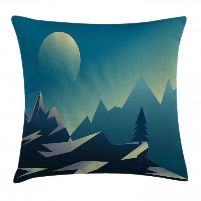 Geometric Landscape Scene Pillow Cover