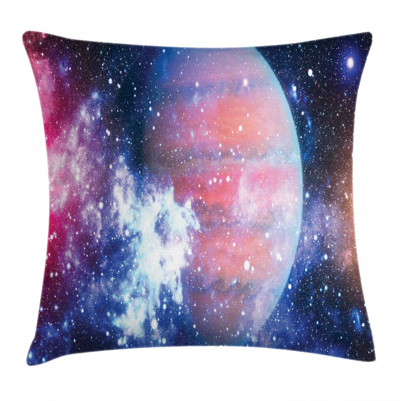 Vivid Nebula and Planet Art Pillow Cover