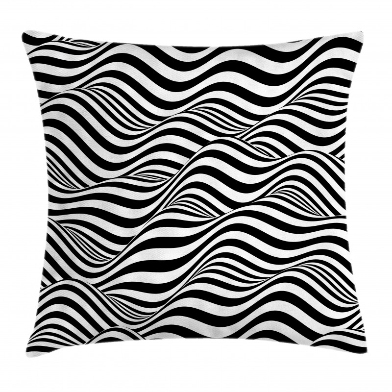 Monochrome Waves Pillow Cover