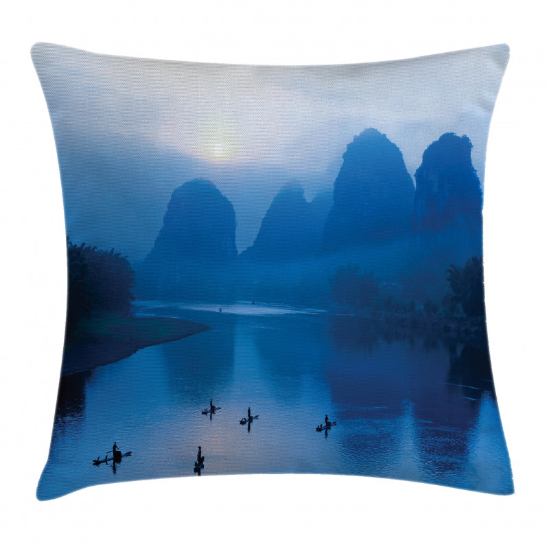Sunrise Bamboo Raft China Pillow Cover