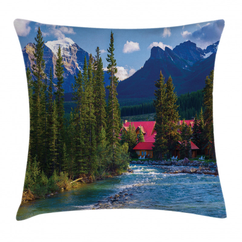 Lake Louise Banff Village Pillow Cover