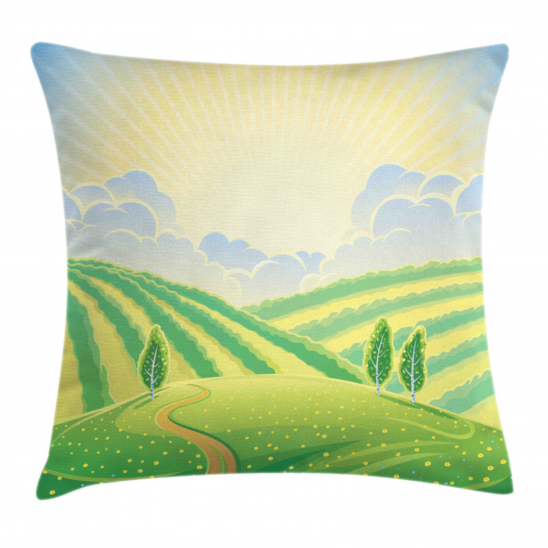 Green Field Graphic Pillow Cover