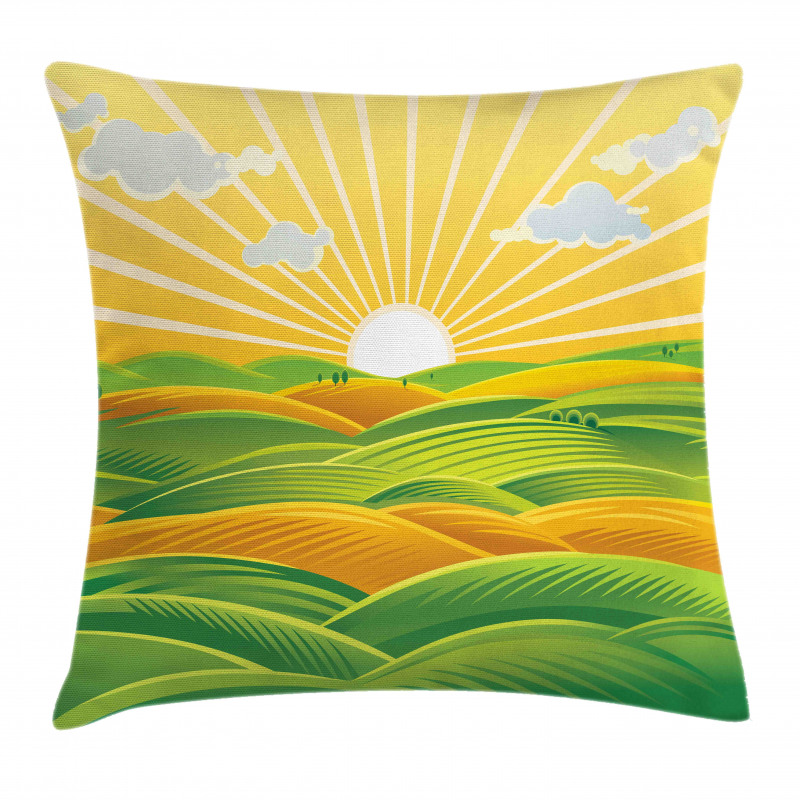 Fields Hills at Dawn Pillow Cover