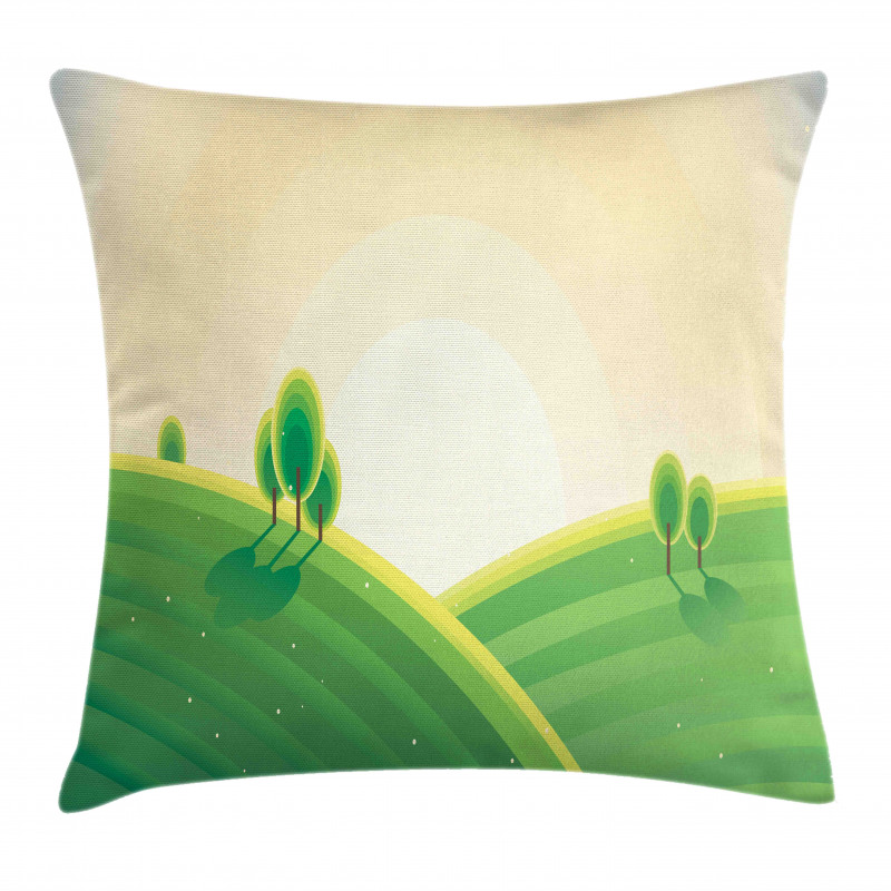 Rural Landscape Hills Pillow Cover