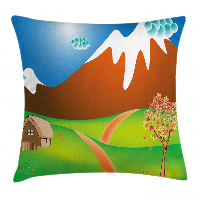 Cartoon Country Scene Pillow Cover