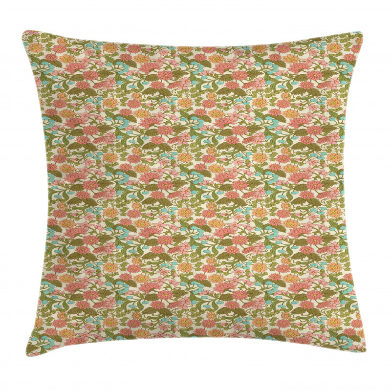 Pastel Vintage Art Flowers Pillow Cover