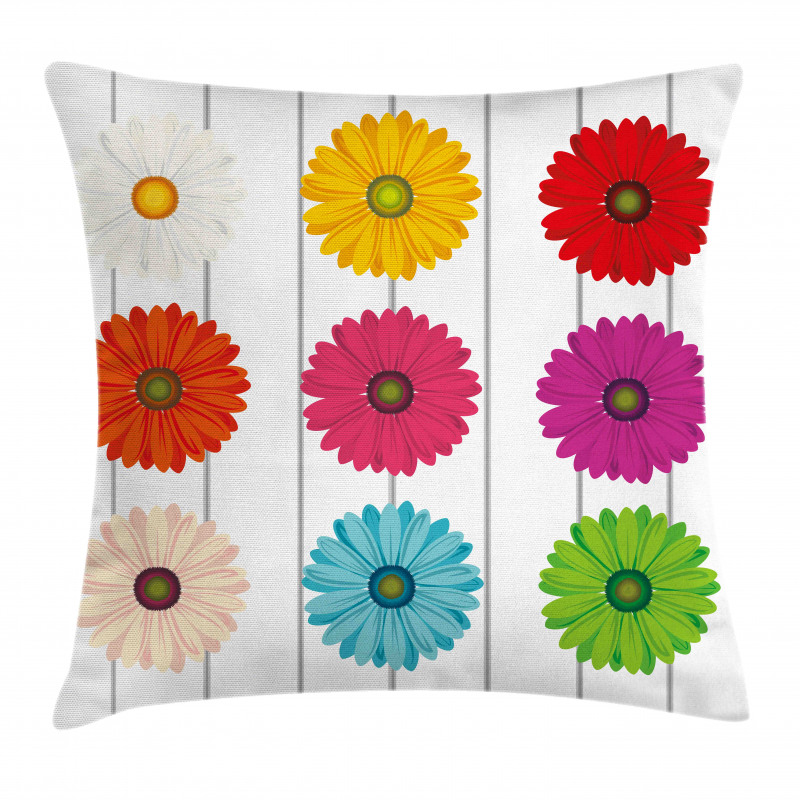 Vivid Petals on Stripe Pillow Cover