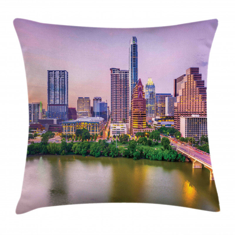 Urban Scene Image and River Pillow Cover