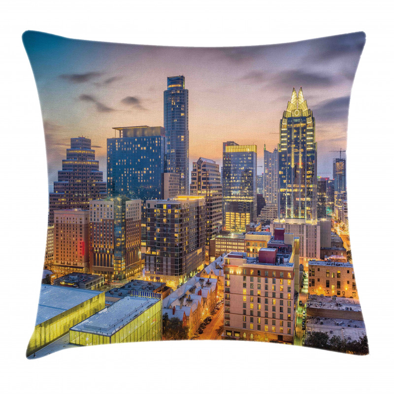 Urban Outdoor Scene at Dusk Pillow Cover