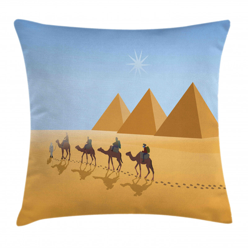 Camel Riders in Desert Pillow Cover